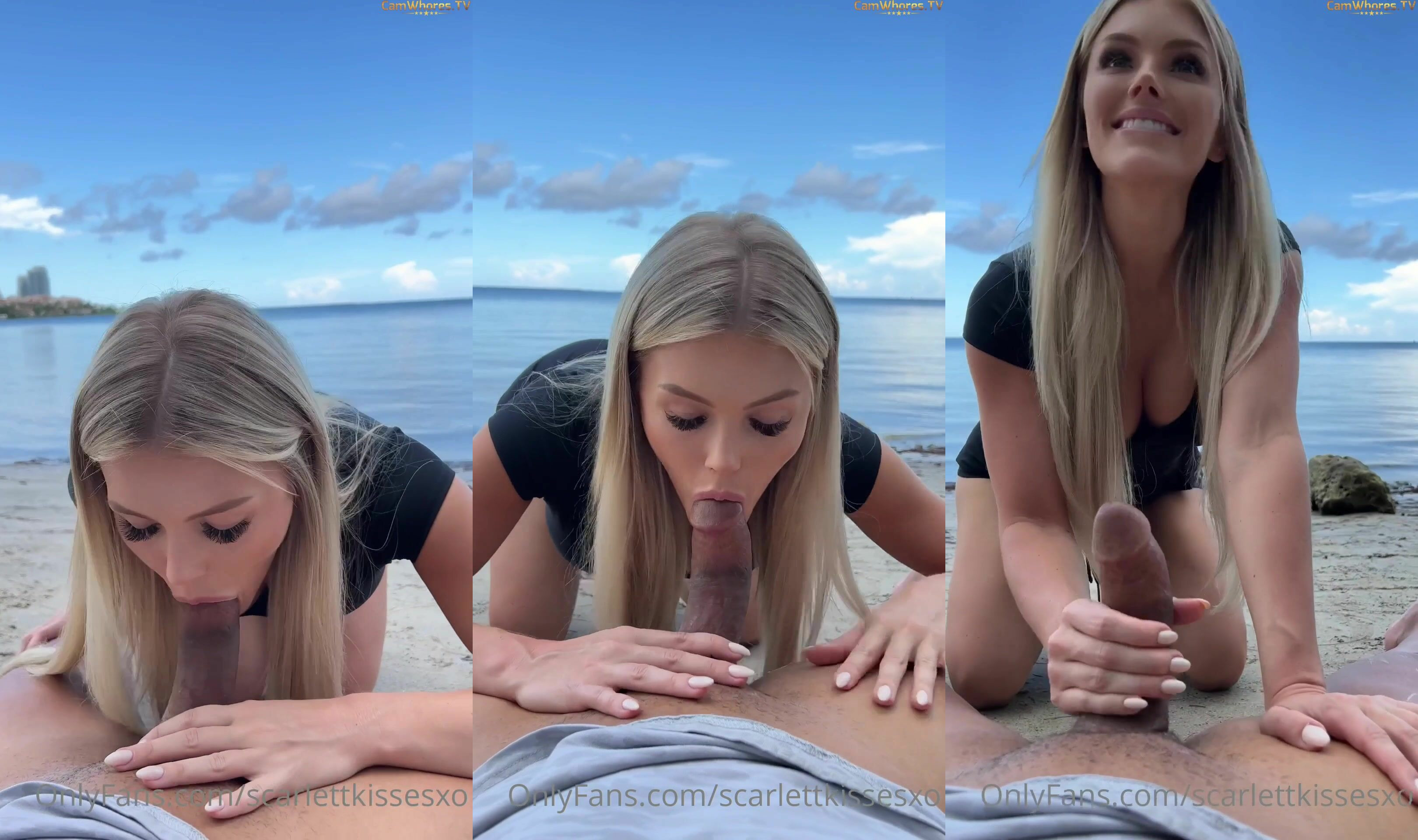 Scarletkissesxo Rides A Thick Cock On The Beach | PimpBunny